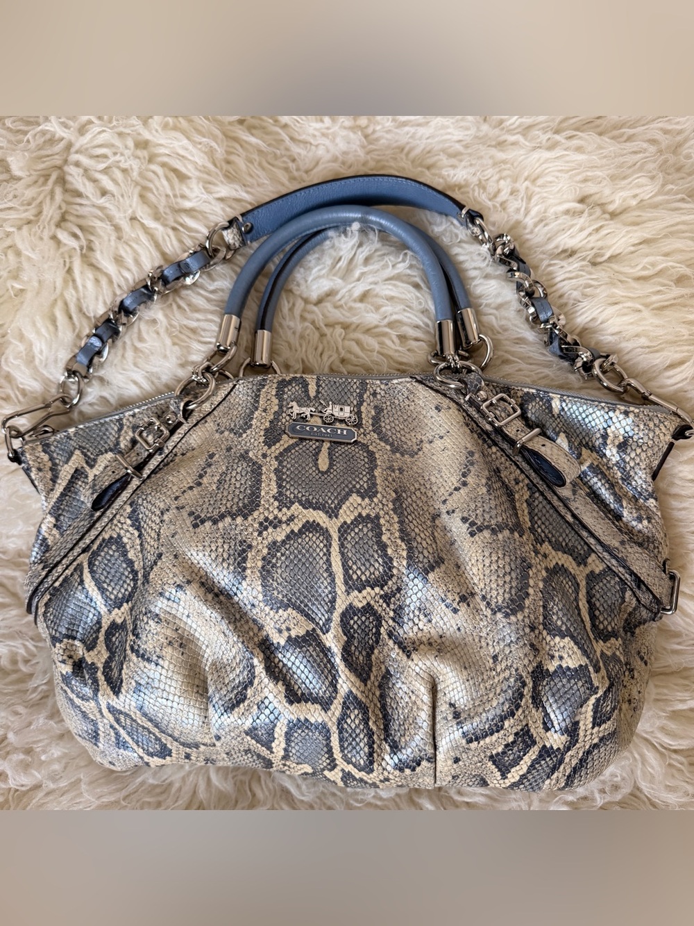 🦄 Unicorn RARE 🦄 
Authentic Coach Python Embossed Exotic Leather Satchel Tote 🐍🐍